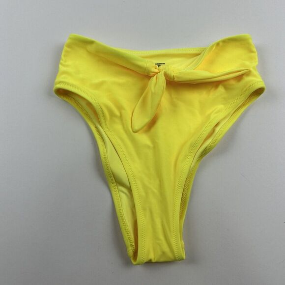Aerie Yellow High Waisted High Cut Cheeky Bathing Suit Bikini Bottom Tie Sz XS - Picture 2 of 5